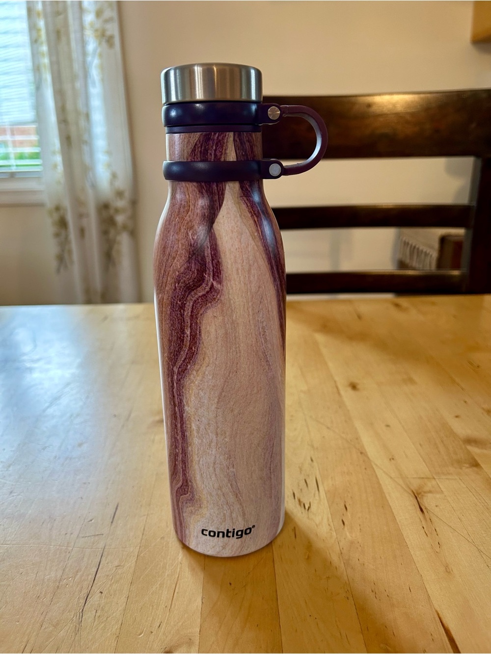 Contigo Couture Matterhorn Insulated Water Bottle Wood Grain Purple 20oz